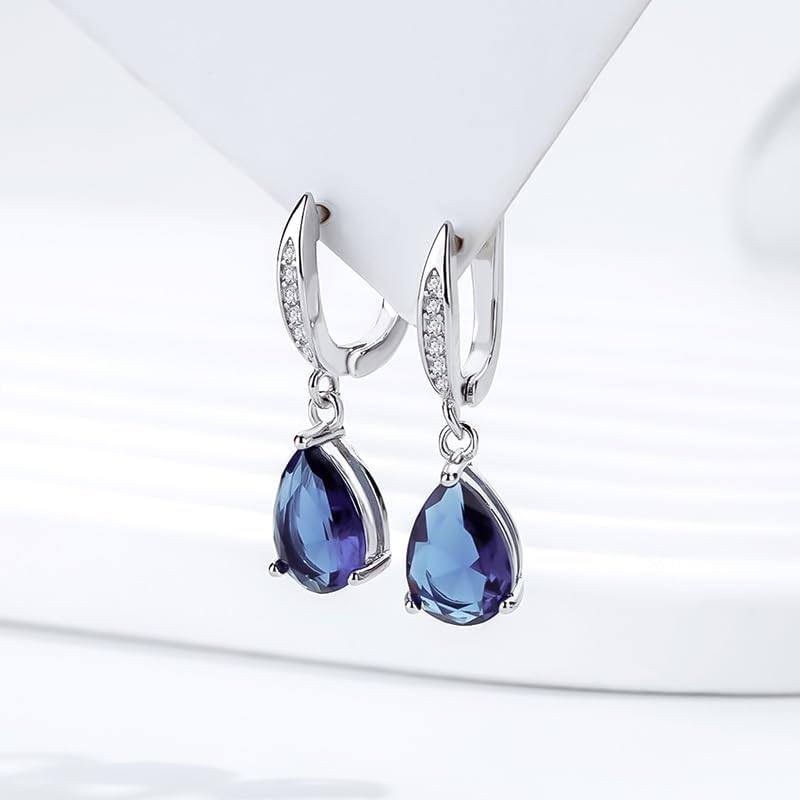 Trendy 14k Gold Plated Huggie Dangle Earrings for Women Round Cut Cubic Zirconia Trendy Drop Dangle Earrings Lightweight Hypoallergenic Gold Jewelry Gifts for Womens - Image 4