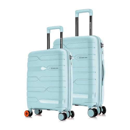 Image of Nasher Miles Paris Hard-Sided Polypropylene Luggage Set of 2 | 55cm & 65cm | 8 Wheels Small & Medium Trolley Bag for Travel | Suitcase (Pastel Green)
