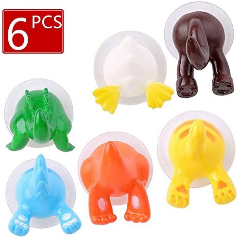 NA 6Pcs Cartoon Kids Suction Cup Hooks Animal Bathroom Suction Cup Removable Suckers Hooks Shower Room Accessories for Nursery Bedroom Key Umbrella Towel Cap Coat Holder