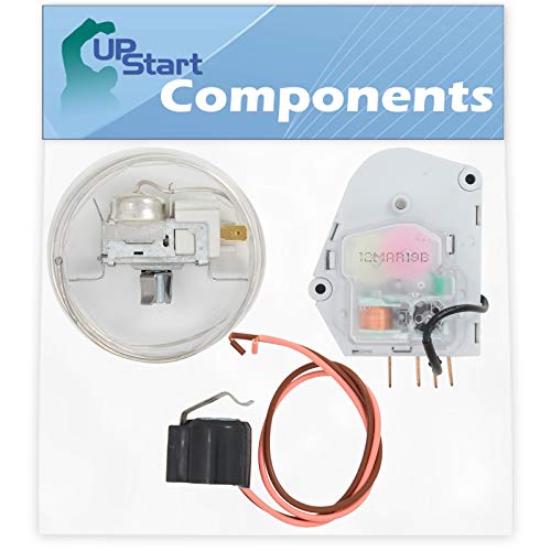 2198202 Cold Control Thermostat, W10225581 Defrost Thermostat & W10822278 Defrost Timer Replacement for Whirlpool ED25TQXGW00 Refrigerator - Compatible with WP2198202, W10225581 & W10822278