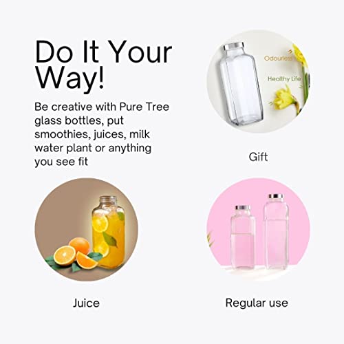 Image of Glass Water Bottle French Square 1000 ml | Food Grade Transparent Glass Bottle for Fridge, MIlk, Smoothie and Juice | Home Use Water Bottle (2)