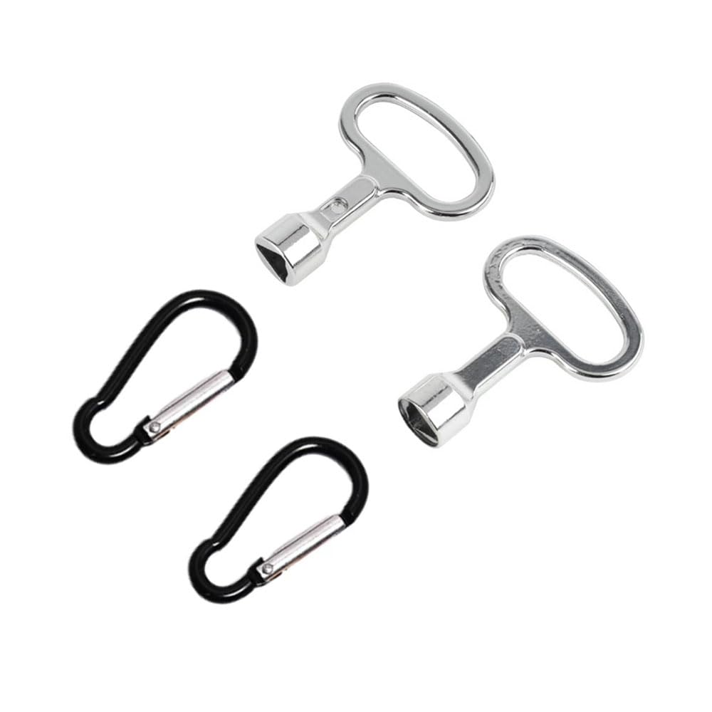 Byezhou Silver And Black Meter Box Key,2 Pcs Gas Meter Box Key Silver Triangle Socket Spanner Key Socket Spanner Triangle Key With 2 Carabiners For Gas Water Electric Meter Box Cabinet