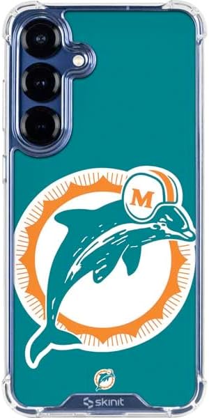 Skinit Clear Phone Case Compatible with Galaxy S25 FE - Officially Licensed NFL Miami Dolphins Retro Logo Design