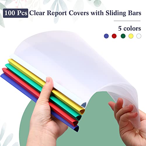 Mimorou MIMOROU-SLIDING BAR -68 100 Pcs Clear Report Covers With Sliding Bar 50 Sheet Capacity Presentation Binder Transparent Resume Folder thumb #3