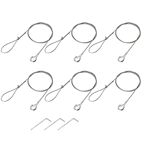 Image of uxcell Picture Hanging Wire Kit, 6Set 1M Adjustable Hanger Wire Hook for Home Art Gallery Picture Kit, Load 66 Lbs, with Fixing Screws and Wrench