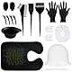 23 Stk Haarfärbepinsel Set, Haare Färben Zubehör, Haar Färben Färbung Tool, mit Silikon-Haarfärbekappe, Haarfärbepinsel, Haarspangen, Schwarze Latexhandschuhe, Ohrstöpsel, Faltschüssel, Schal, Badekap