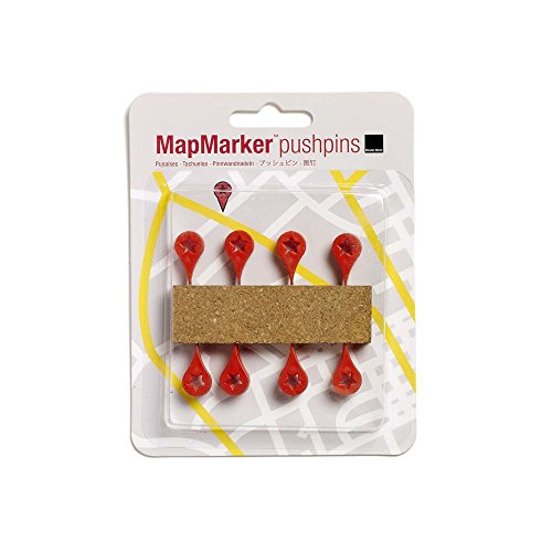 Design Ideas Map Marker, set of 8 Red Push Pin Pushpins Memo Holder #3206011