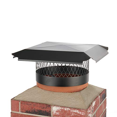 Draft King Cbo815 Single Flue Round 24 Gauge Slip-In Chimney Cover With Expanded Metal Mesh, Black Powder Coated Galvanized Steel #TOP3