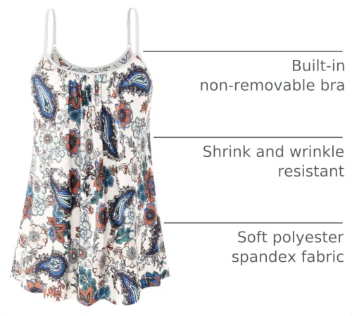 Image of Air Curvey Camisole for Women Bulid in Bra Casual Flowy Cami Adjustable Spaghetti Strap Tank Top Pleated Loose Fit S-XXXXL