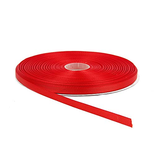Topenca Supplies 1/4 Inches x 50 Yards Double Face Solid Grosgrain Ribbon Roll, Red