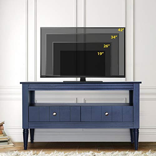 Pellebant 40 Inch TV Stand Media Console Table with Wood Storage Cabinet, Modern Entertainment Center for Flat Screen TV, Gaming Consoles in Living Room, Entertainment Room, Blue