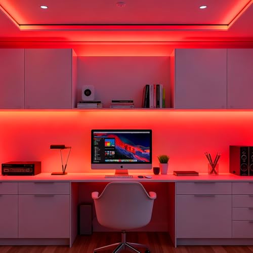 Image of 5mm Red COB LED Strip Light DC24V Narrow Thin Flexible High Density Uniform Cob Strips 16.4FT UL Listed Dimmable CRI 90+ LED Tape Lights for Car Cabinets, No Controller /Adapter