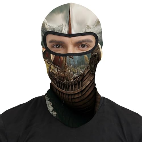 Máscara de esquí para hombres y mujeres, balaclava con estampado de barco antiguo, máscara facial térmica para frío, equipo para motocicleta, máscara facial de invierno para mujeres y hombres miniatura 2