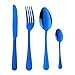 Buyer Star Ensemble de Couverts Bleus 24 pièces en Acier Inoxydable, Couteaux, fourchettes cuillères à Dessert cuillères à café, Ensemble de Couverts Classiques pour 6 Personnes, Vaisselle Basique