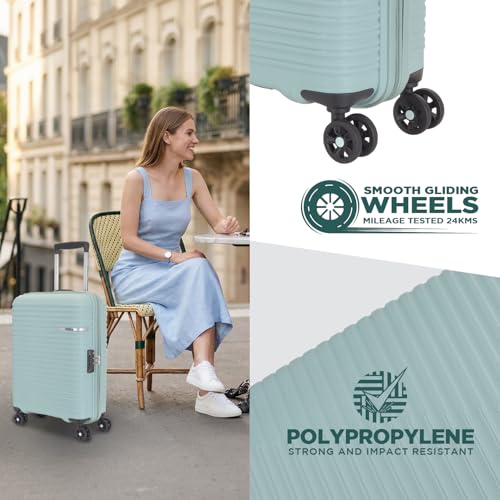 Image of American Tourister Liftoff+ | Small Size Cabin Trolley Bag (55 cm) for Travel | 360 8 Wheel Travel Luggage | Hard Case Polypropylene (PP) Suitcase | Mounted TSA Lock | Seafoam Blue