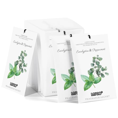 Image of MYARO 12 Packs Eucalyptus Mint Scented Sachets for Drawer and Closet, Long-Lasting Closet Sachet Bags Drawer Deodorizers Fresh Scents, Home Fragrance Air Freshener