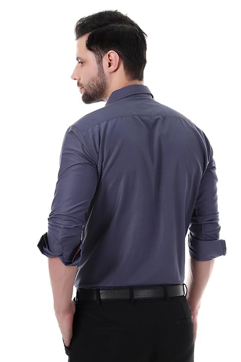 Image of XJARVIS Austin Men's Combed Cotton Shirt | Solid Plain Formal & Casual Shirt for Men | Regular Fit | Spread Collar | Full Sleeve | Office Wear Shirt with Pocket