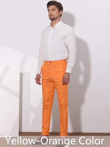 Lars Amadeus Men's Dress Plaid Pants Slim Fit Stretch Flat Front Dress Pants Plaid Slacks Trousers4