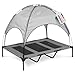 Deuline Hundeliege mit Dach erhöhtes Hundebett Garten Outdoor Haustierliege XL-122x91x23/114cm GRAU 520084