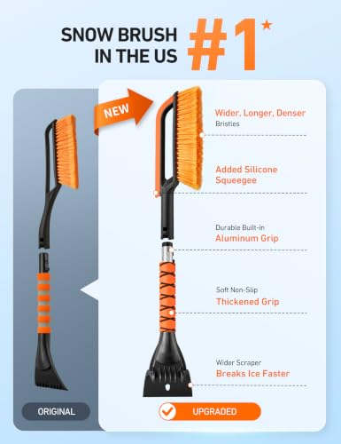 AstroAI 27" Snow Brush and Ice Scrapers for Car Windshield, Snow Removal | Silicone Squeegee, Detachable, Scratch-Free, Aluminum Cleaner & Ice Remover, Winter Accessories for Auto Cars, SUVs, Trucks - image 2