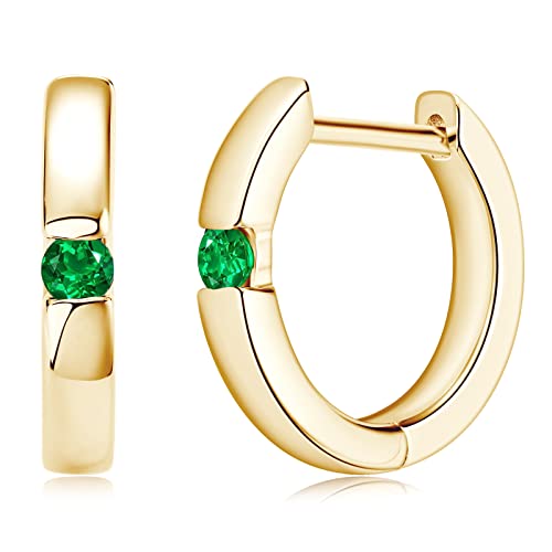 925 Sterling Silver Gold Huggie Earrings For Women, Lab Grown Emerald Small Hoop Earrings White Gold Plated Jewelry Gift For Her Birthday Mothers Day #TOP13