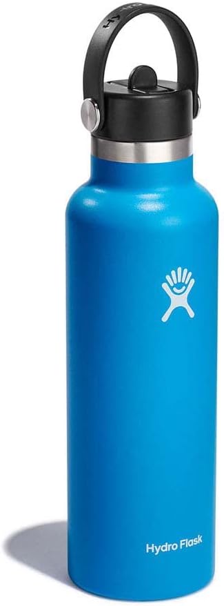 HYDRO FLASK - Water Bottle 621 ml (21 oz) - Vacuum Insulated Stainless Steel Water Bottle with Flex Straw Cap - BPA-Free - Standard Mouth - Pacific