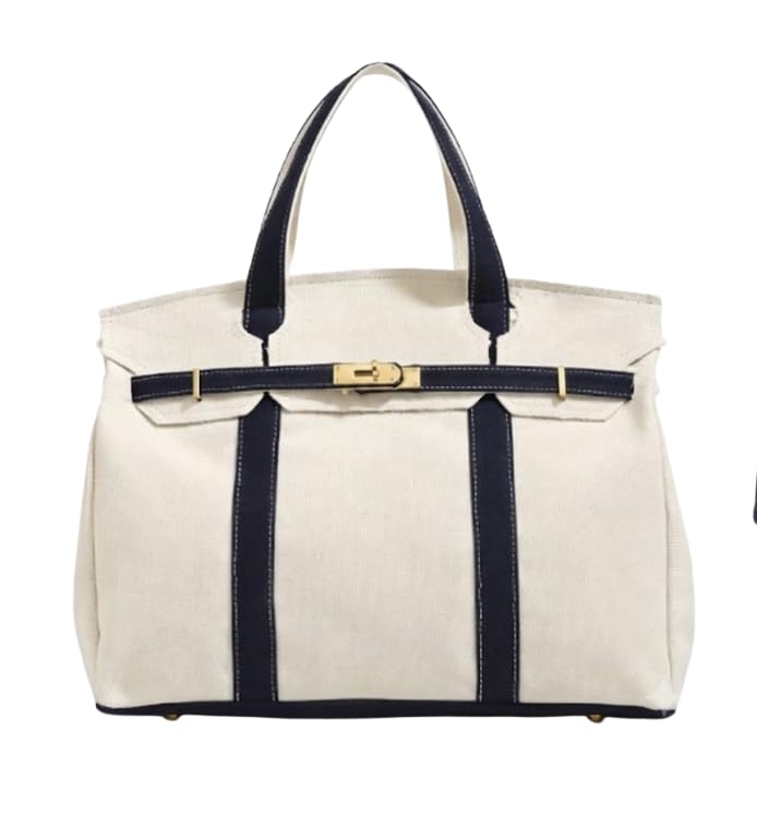 CANVAS & CLUTCH Boat Tote Canvas Carryall Tote Black Gold Hardware 40 cm