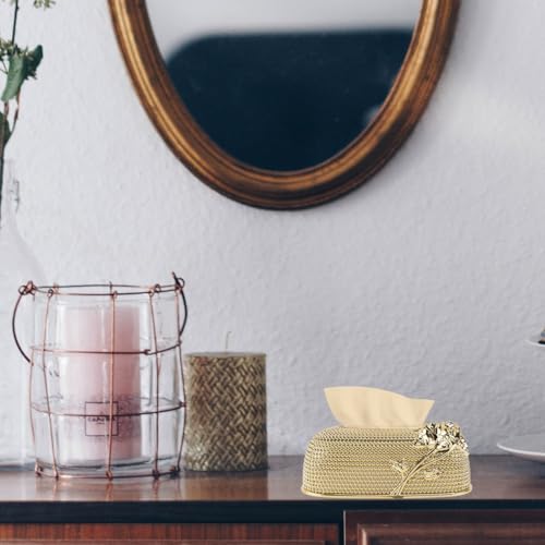 Boîte à mouchoirs dorée anti-poussière étui chic pour table hôtel