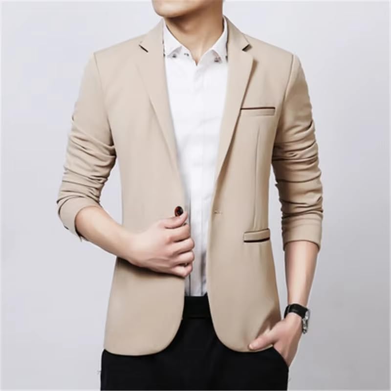 Men's Party Slim Fit Suit Jacket Korean Casual Blazer for Men-Navy2