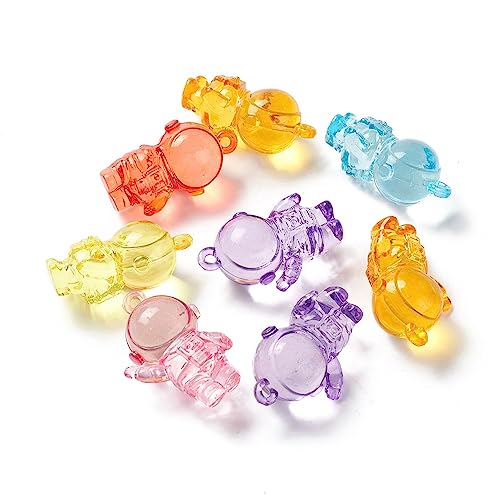 Stiesy 10 Pcs Space Themed Acrylic Pendant Spaceman Charms Mixed Color Astronaut Charms for Necklace Jewelry DIY Making Craft