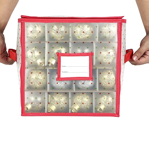 Sattiyrch Plastic Christmas Ornament Storage Box With Zippered Closure - Store Up To 64 Of The 3-Inch Standard Christmas Ornaments, Xmas Ornaments Storage With Dividers & Two Handles thumb #4
