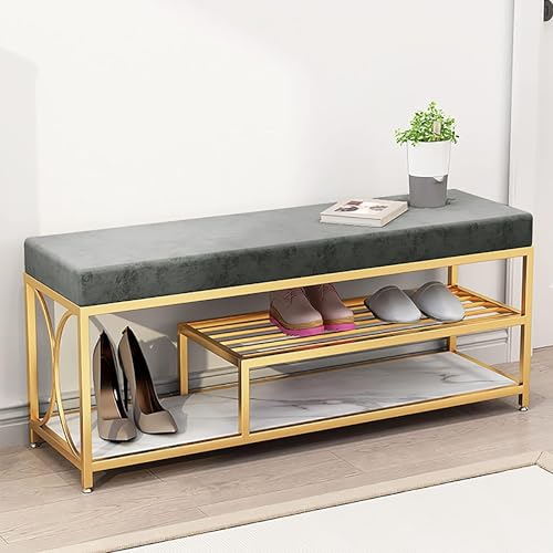 KLGFBDC Ottoman Stool Modern Velvet Comfy Upholstered Shoe Bench with Storage for Living Room Bedroom Entryway Hallway