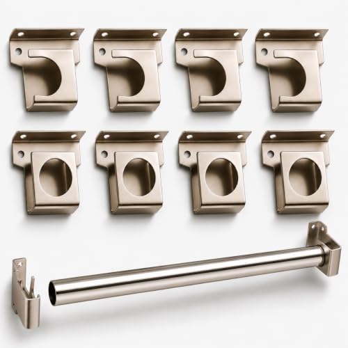 Image of Elite Stainless Steel Solid 25mm 1 Inch Curtain Rod Bracket for Door & Window | Universal Wall to Wall Curtain Rod Holder, Support, Mounting Bracket with Complete Fittings | Pack of 4 Pair, 8 PCS