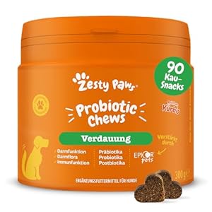 Zesty Paws Probiotic Chews für Hunde | Verdauungssnacks für Hunde | Weicher Hunde Leckerlis für den Darmflora Aufbau Hund für Gutes Allgemeinbefinden des Hundes – Kürbisgeschmack | 90 STK
