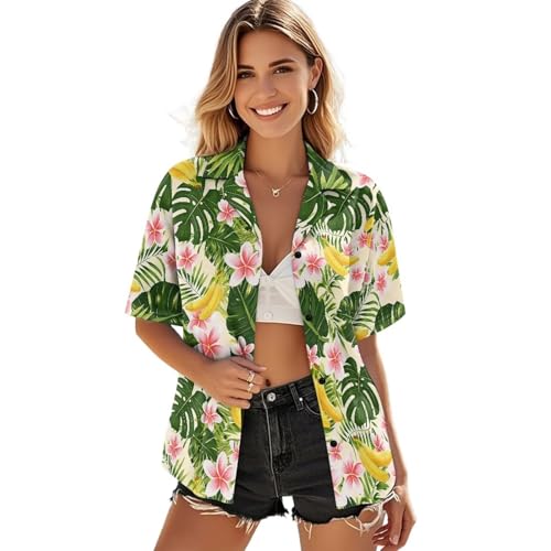 GWDDCMGYH Women’s Button Down Shirt Casual Oversized Long Sleeve Business Shirts Summer Vacation Holiday Blouse Tops, Banana, XL