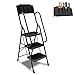FOOWIN Step Ladder, 3 Step Folding Ladder with Handrails, Portable Steel Step Stool 330lbs Wide Pedal Ladder Non-Slip Step Ladders for Home Office Kitchen with Detachable Tool Bag (3 Step)