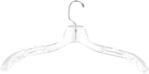 Perchas de plástico transparente para camisas de adultos de 17 pulgadas de ancho con gancho giratorio y hombros con muescas (cantidad 25) disponible en Yaxa Colombia