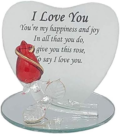 SAFRI I Love You Glass Rose Gift Box For Girlfriend Boyfriend GF BF Husband Wife Her Him Couple Fiance Birthday Christmas Anniversary