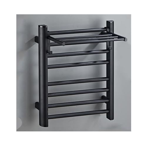WQPMNYG Toallero Calefactor Negro con Cable Izquierdo para baño, SPA, Hotel, toallero calefactable de Pared, de Aluminio con Estante Superior.