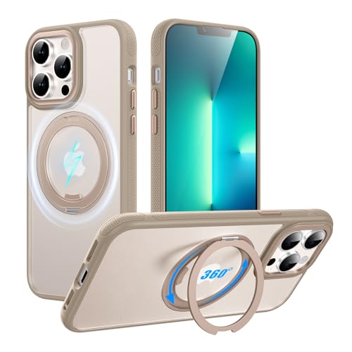 Tekka iPhone 13 Pro �p �P�[�X�y360°��]�X�^���h�EMagSafe�Ή��z�ϏՌ� ���^ �����O��̌^ �X�^���h�t�� �X�}�z�P�[�X �ČRMIL�K�i �w��h�~ ���ϖh�~ �J�����ی� ���掋�� �B�e�ɂ��֗� (�}�b�g_�S�[���h, iPhone