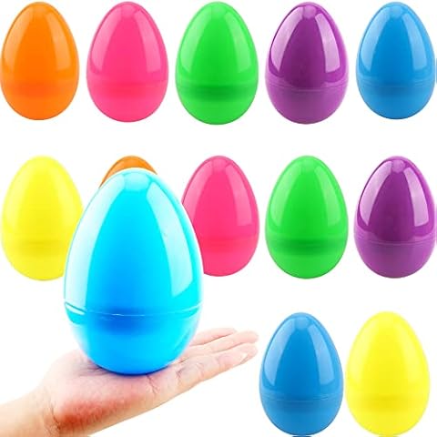 Haconba 12 Pack 6 Inch Jumbo Fillable Easter Eggs Giant Bright Plastic Easter Eggs for Easter Decoration Egg Hunt Egg Theme Party Supplies, 6 Colors Cover