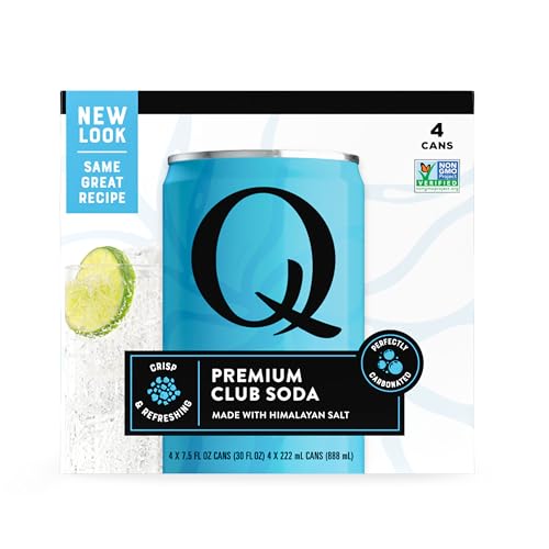 Image of Q Mixers Club Soda, Premium Cocktail Mixer Made with Real Ingredients, 7.5 fl oz cans (Pack of 4)