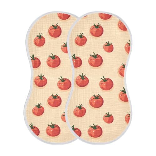 4 Pack Baby Burp Cloths, Soft Absorbent Burping Cloths for Babies, Cotton Milk Spit Up Rags, Large Size for Newborns, Baby Boys and Girls (Red Tomatoes)2