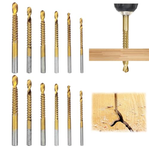 Image of 12PCS HSS Titanium Twist Drill Bits 3-8mm Spiral Saw Side Cutting Bits for Stainless Steel Wood Plastic