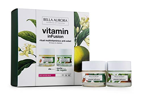 Image of BELLA AURORA Pack Vitamin Infusion Day for Dry Skin 50 ml + Vitamin Infusion Night 50 ml | Gift Box | Anti-Aging, Green