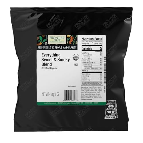Frontier Co-op Organic Everything Sweet and Smoky Blend, 1lb Bulk Bag - Savory Herb and Seed Seasoning with Garlic, Chili and Toasted Onion, Kosher