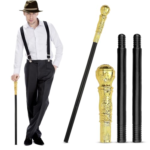 Elegant Gold Walking Cane Prop Stick for Adult Women Men Costume Party for Theatrical Performances Cosplay Accessory Gentleman Pretend and Play Vampire Dress Up (Gold)