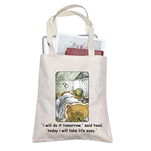 TOBGB Funny Frogs Frog Tote Pouch Bag Good Friends Sketch Gift Storybook Gift
