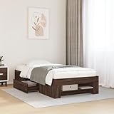 vidaXL Bettrahmen Braun Eiche 75x190 cm – kleines Einzelbett, Holzwerkstoff mit Schubladen und Fächern für Schlafzimmer