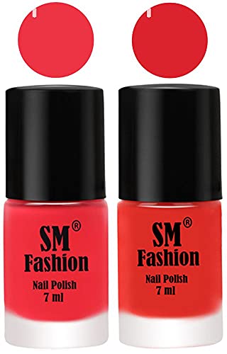 Image of Long Lasting Nail Polish | Nail Paint Combo 7 ml Each) - Set of 2 Rose Pink-Candy Orange